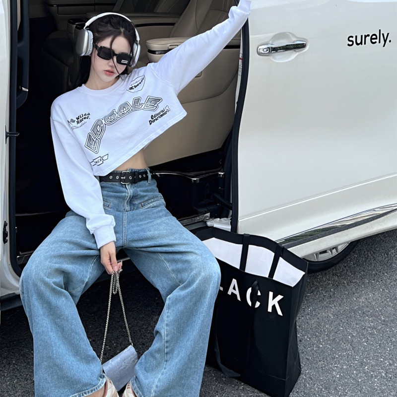 Áo Croptop Tay Dài Thời Trang Đường Phố Cá Tính Cho Nữ