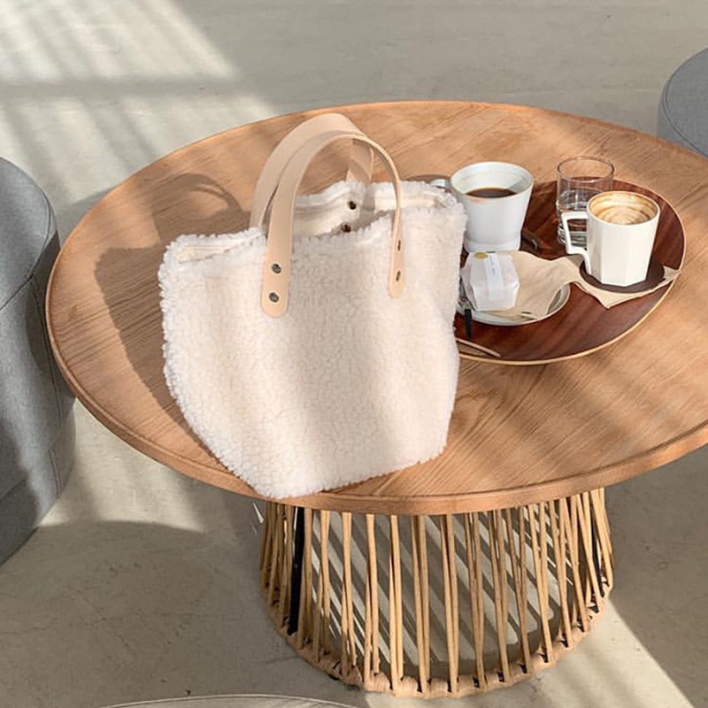 Túi Đeo Vai Bằng Lông Cừu Sức Chứa Lớn Có Khóa Kéo Thời Trang Đơn Giản Dễ Phối Đồ Cho Nữ