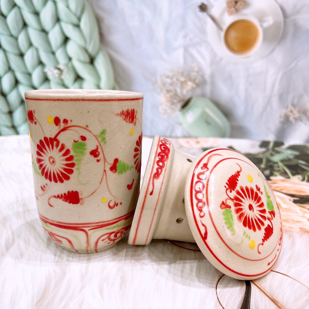 Cốc pha trà, Lọc Trà Gốm Sứ Bát Tràng Vẽ tay Cao Cấp Siêu Xinh Ly Lọc Trà - Cốc Lọc Chè .