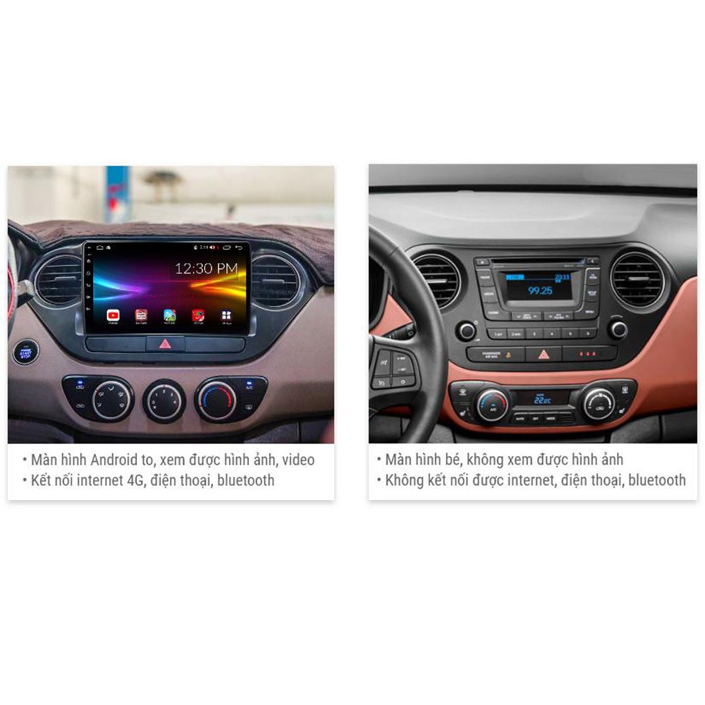 💥Hyundai Grand I10💥Màn hình DVD Android QLED cho xe Hyundai GrandI10,cắm sim 4G,wifi,RAM 2GB,ROM 32GB