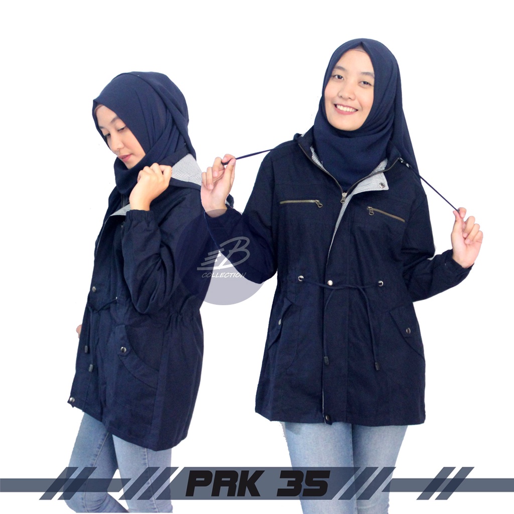 Áo khoác vải bạt trùm đầu màu xanh navy size L XL XXL cho nữ