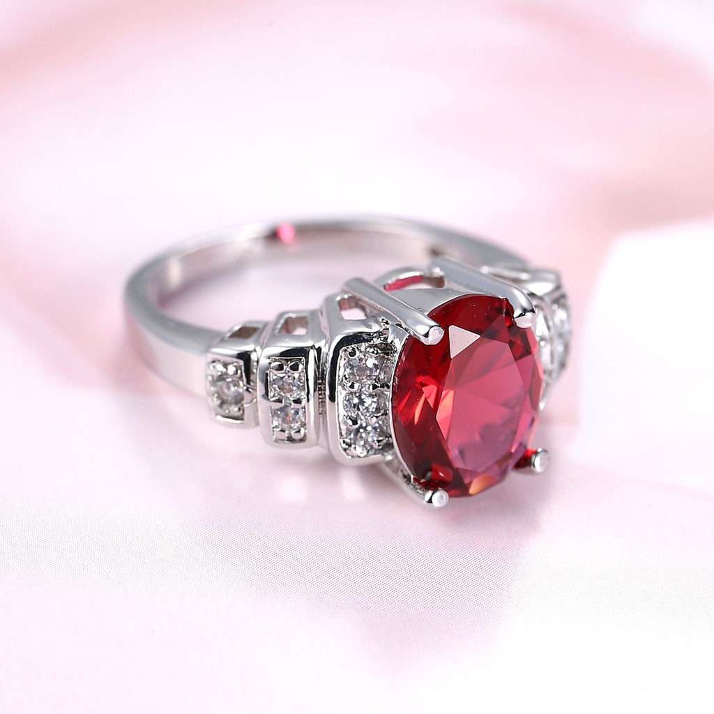 Nhẫn Đính Đá Ruby Hồng Ngọc Sang Trọng Cho Nữ