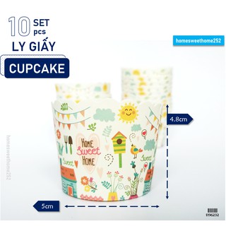 Set 10 ly giấy nướng cupcake HomeSweetHome