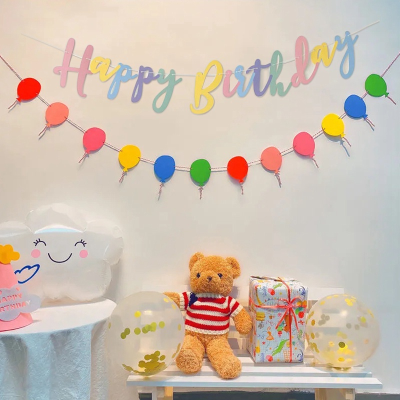 Dây Cờ Treo In Chữ Happy Birthday Màu Sắc Ngọt Ngào Dùng Trang Trí Tiệc Sinh Nhật