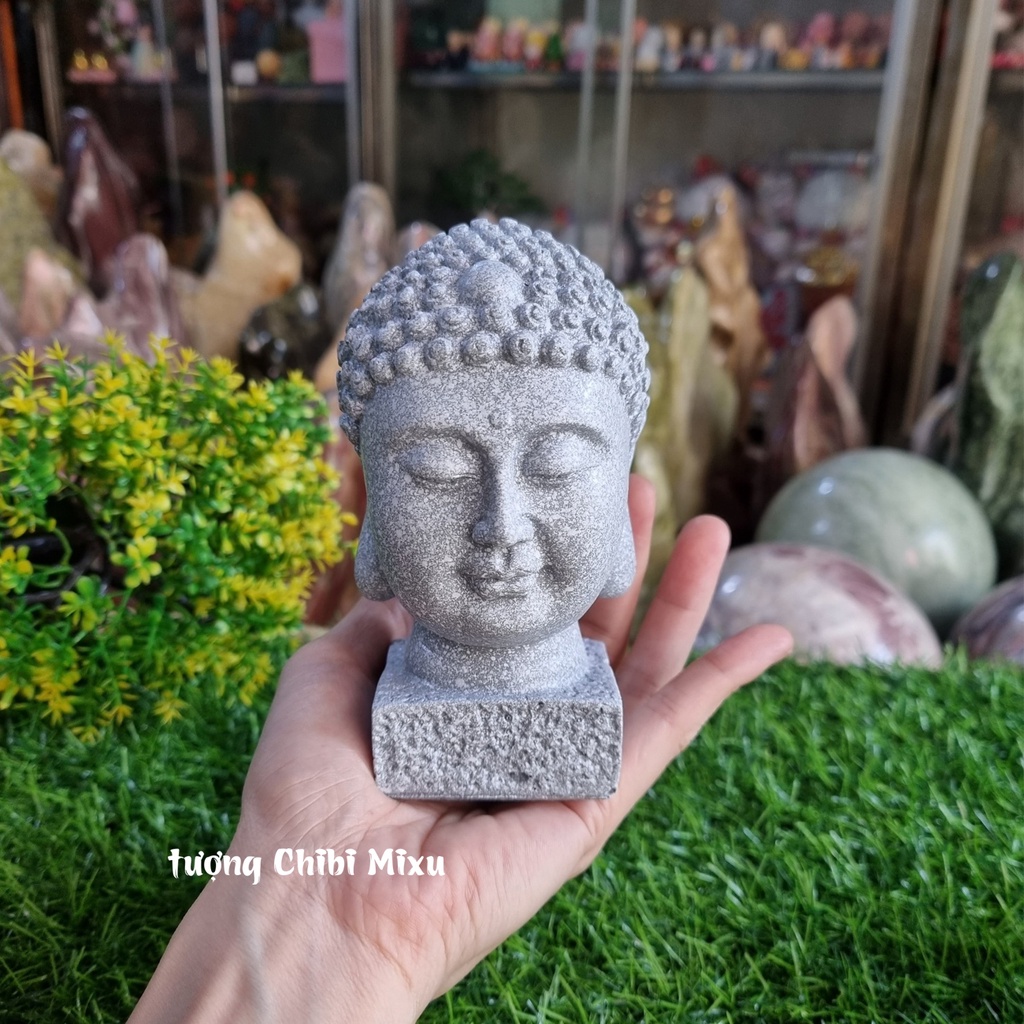 Tượng đầu Phật trang trí may mắn