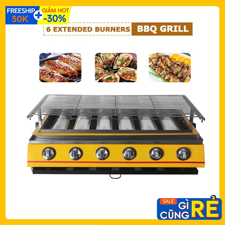 [Mã 44ELSALE2 giảm 7% đơn 300K] Bếp nướng hải sản bằng gas, nướng thịt bbq 6 đầu đốt loại lớn ETON ET-K333