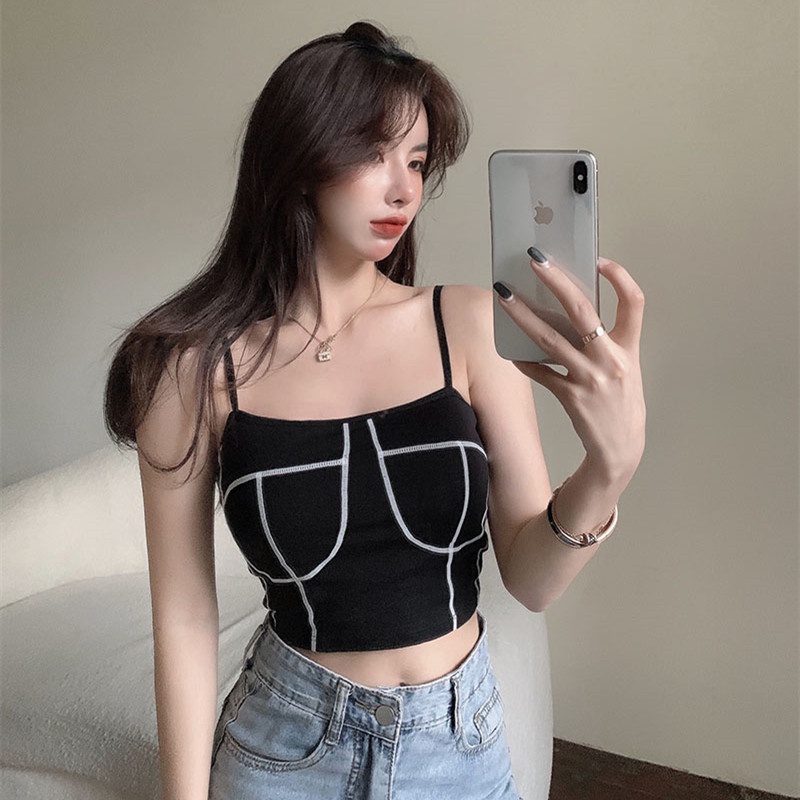 Áo Hai Dây Màu Sắc Tương Phản Thời Trang Mùa Hè Cho Nữ