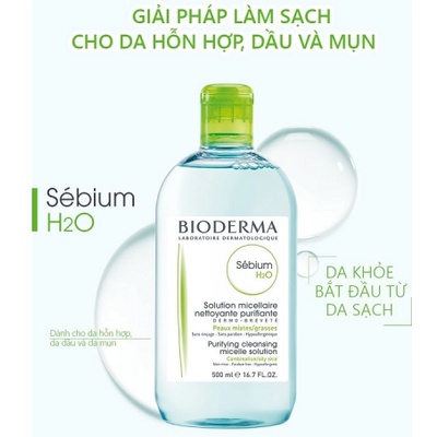 Nước Tẩy Trang Bioderma Xanh Dành Cho Da Dầu Và Hỗn Hợp (500ml)