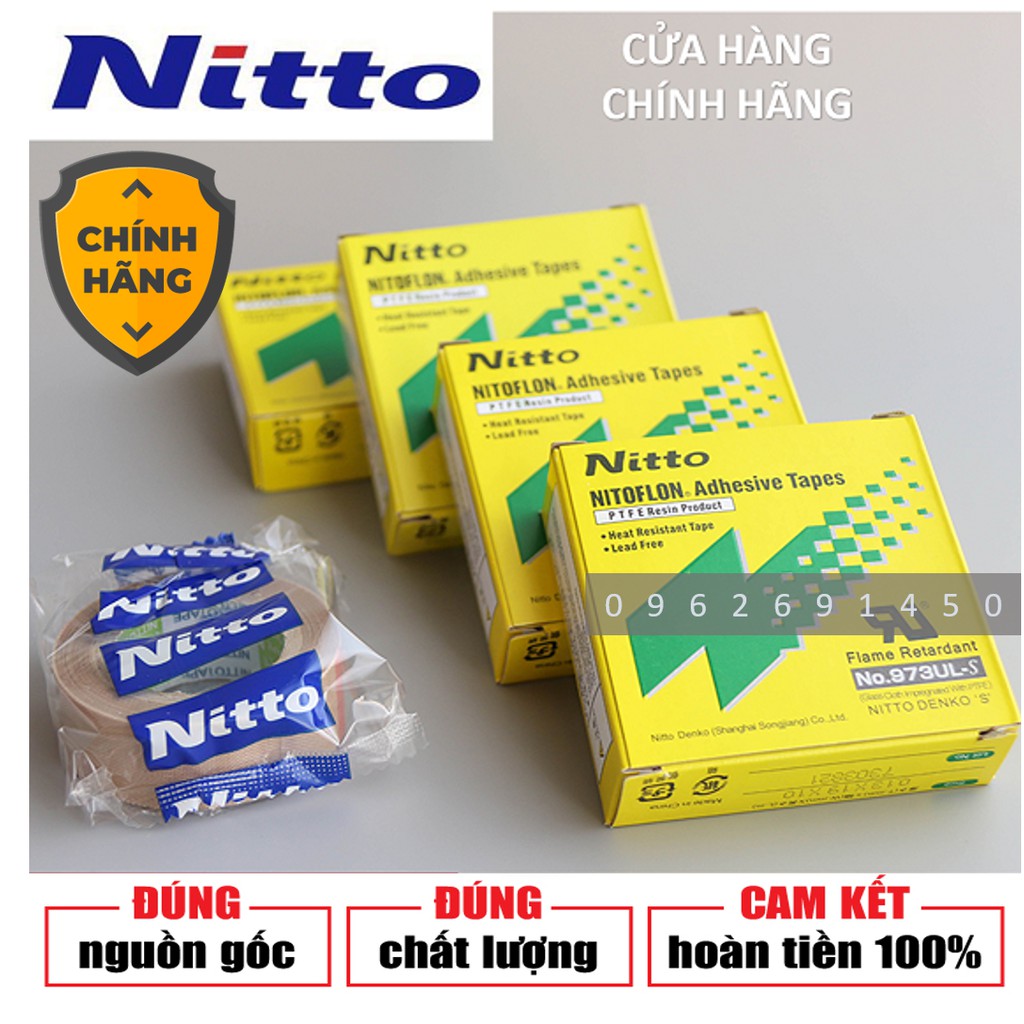 Băng keo chịu nhiệt NITTO 973UL 0.13mm x 19mm x 10m, máy hàn nhiệt, máy cắt túi, máy niêm phong túi nhựa