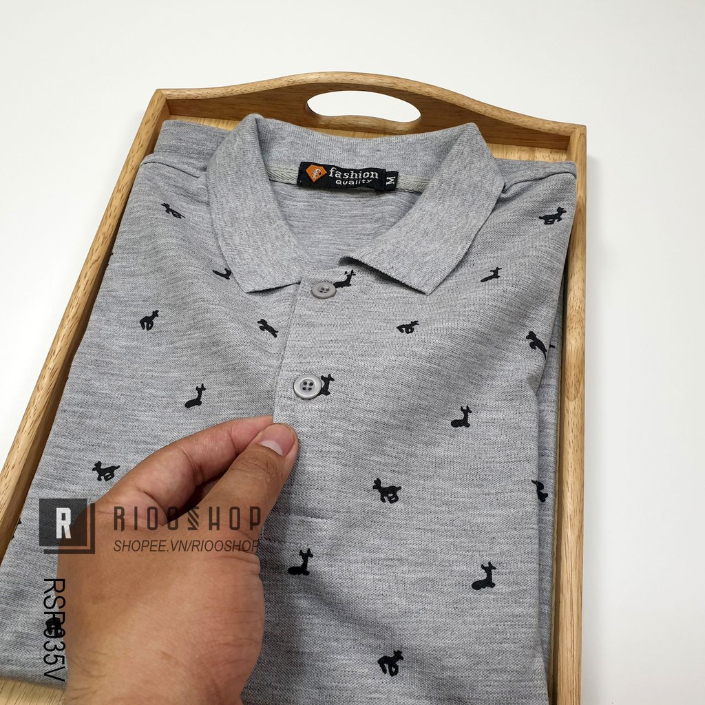 Áo thun nam có cổ họa tiết deer cao cấp RSP035V - áo polo nam form rộng Riooshop | BigBuy360 - bigbuy360.vn