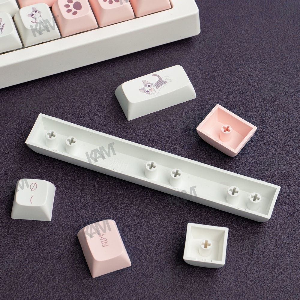 Kam XDA Keycaps PBT Thăng hoa 138 Phím Phô mai dễ thương Đèn nền mèo làm thủ công Keycaps thủ công cho 108/104/100/98/87/84/68/61 Phím ikbcc RK61 GMMK Pro Bàn phím cơ Cherry Mx Switch DYE-SUBB