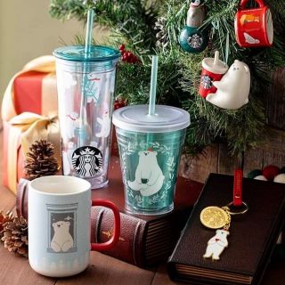 Bình Starbucks Gấu Polar 355(ml) - xanh lá nhám