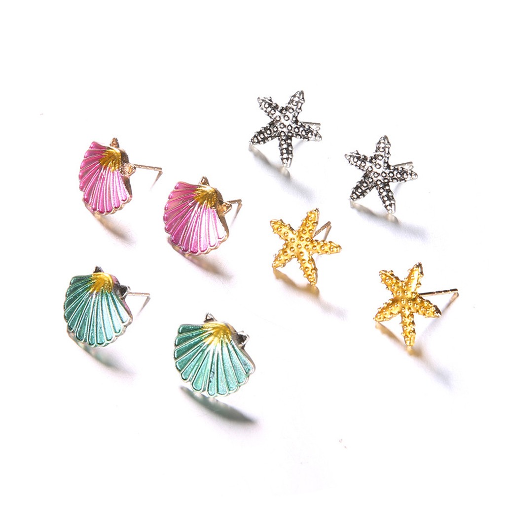 4 Cặp Bông Tai Boho Nhiều Màu