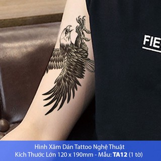 Hình Xăm Dán Tattoo Cao Cấp Hình Chim Đại Bàng Tờ Lớn 12x19cm - Mẫu TA12