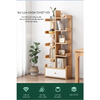 Giá Sách Hình Cây Có Hộc Đựng Đồ, Kệ Sách Gỗ Phong Cách Nordic - GP171