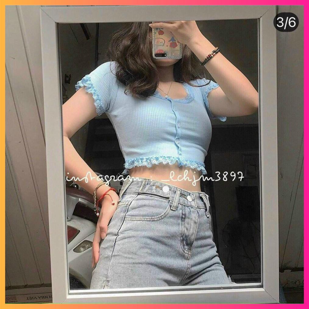 Áo Croptop cổ vuông, viền ren form ôm cực đẹp vải mềm, Thấm hút mồ hôi - MOONMY | BigBuy360 - bigbuy360.vn