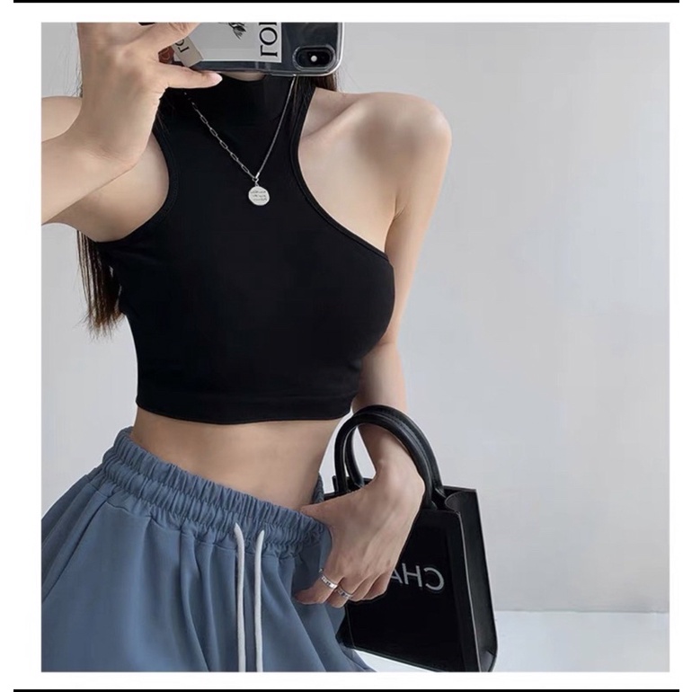 Áo croptop ba lỗ lệch vai cổ lửng cá tính 243 FIORI STORE