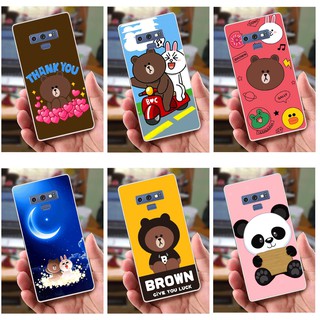 Ốp lưng Samsung Note 9 (dẻo viền trắng trong) - Hinh Gấu Brown, Panda Cực Dễ Thương