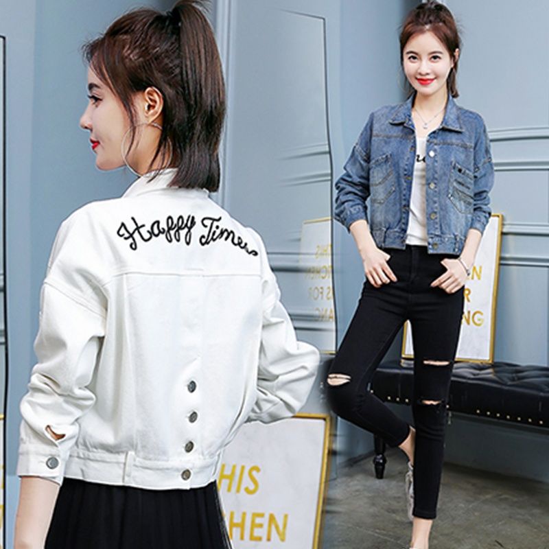 Áo Khoác Denim Ngắn Dáng Rộng Thời Trang Xuân Thu 2022 Cho Nữ