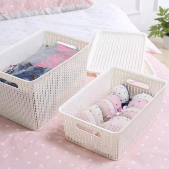 [Kho sỉ]  Rổ đựng đồ có nắp kiểu Hàn Quốc