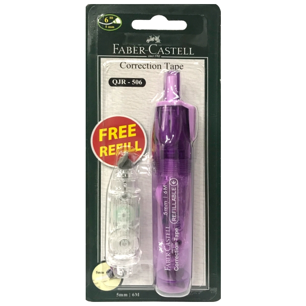 Bút Xoá Kéo Bấm QJR 506-6M - Purple + 1 Refill - Faber-Castell