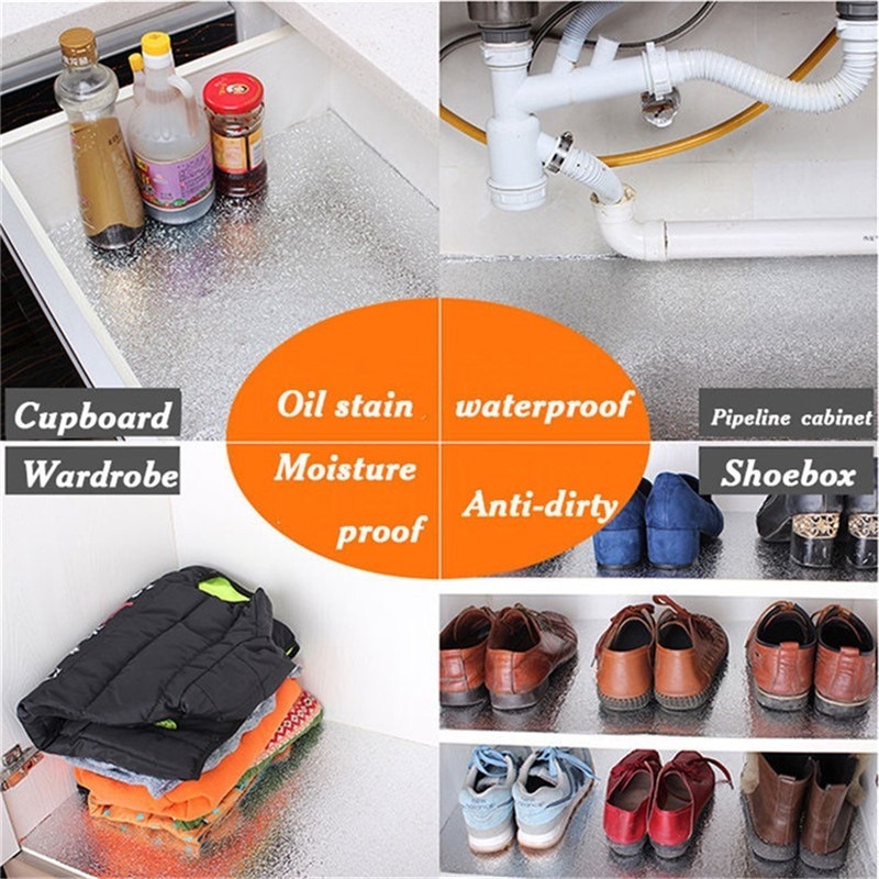 1 Cuộn Giấy Nhôm Dán Tường Nhà Bếp Chống Nước Chống Dầu DIY