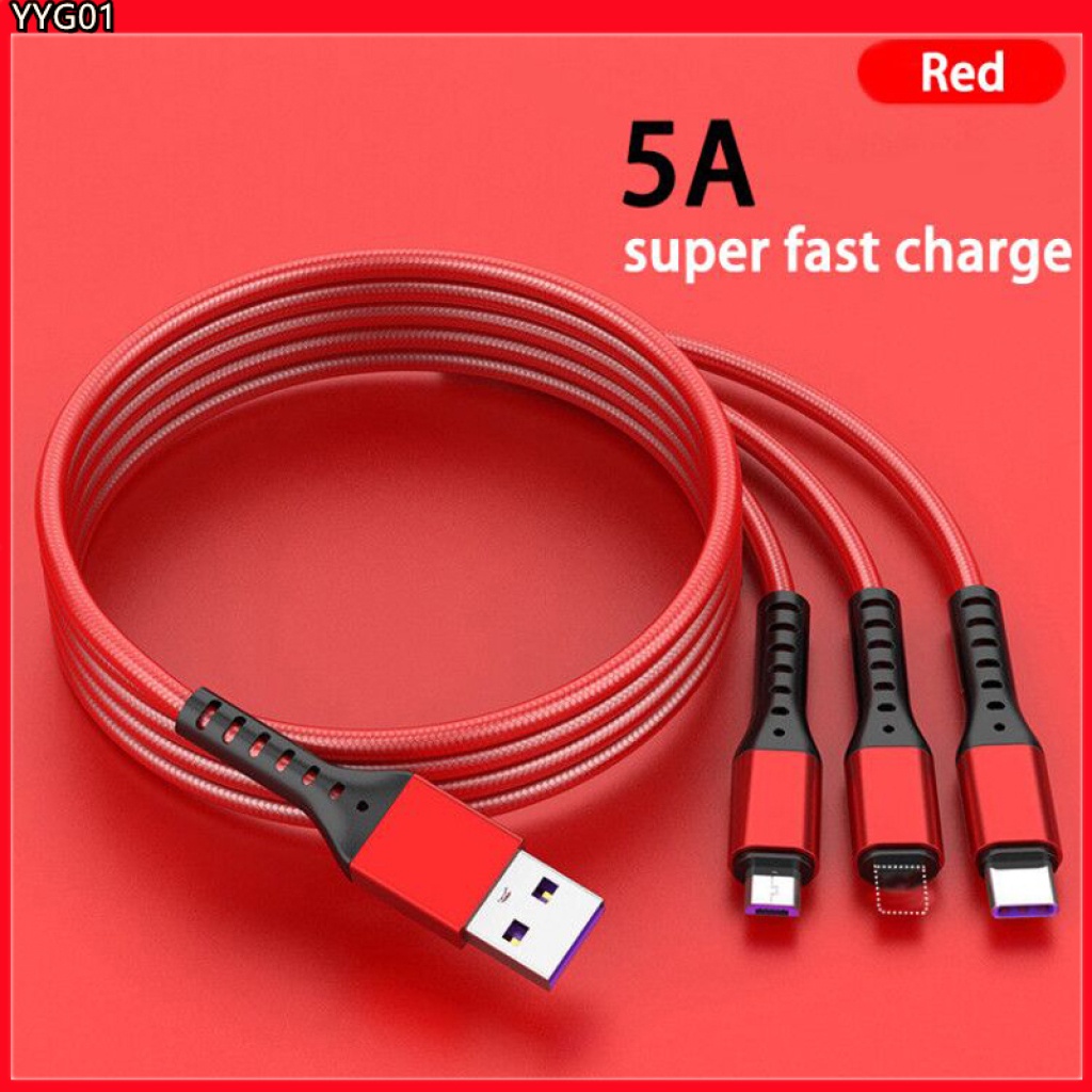 Cáp sạc nhanh USB loại C 3 trong 1 5A cho iPhone Samsung S10 Xiaomi 8