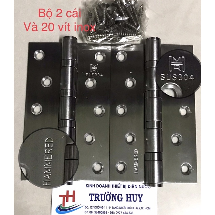 Bộ (2 cái) Bản lề HAMERED và KP SUS 304 (size: 125mm x 75mmx 3mm) - Bảo hành 1 năm