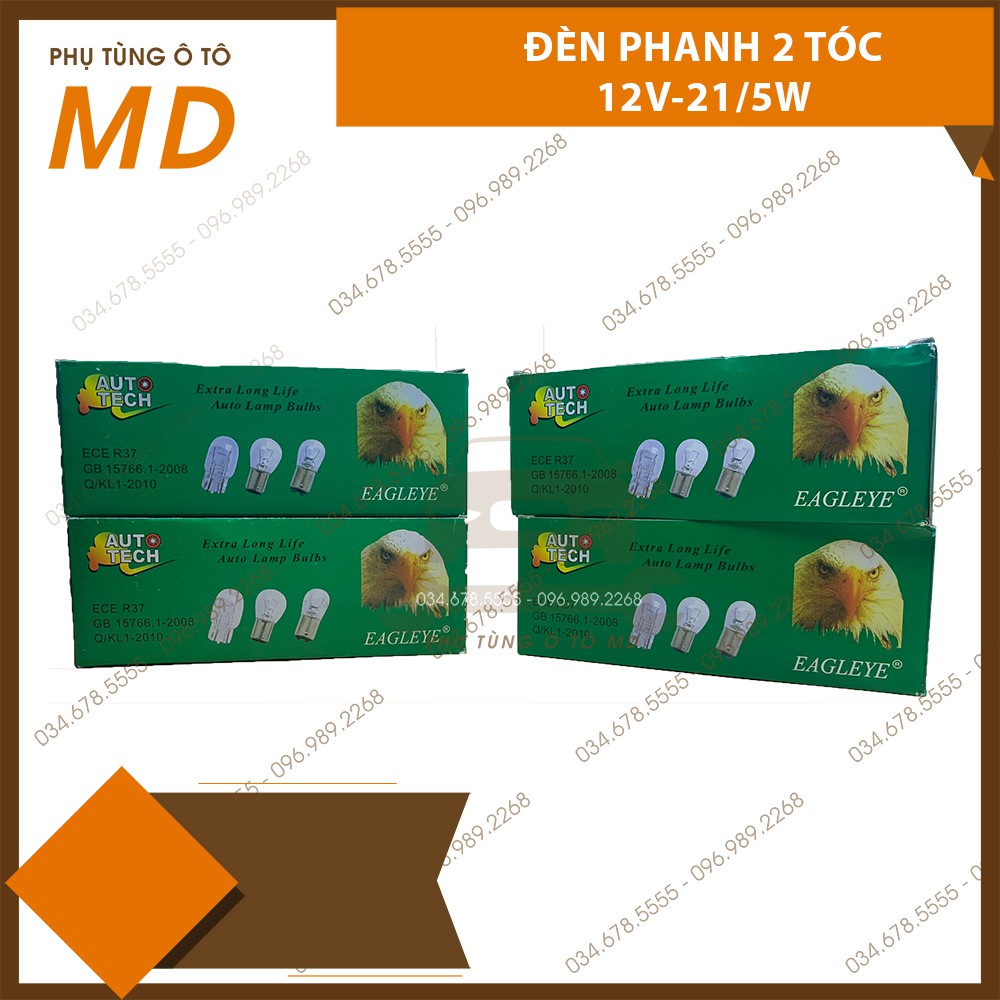 Hộp 10 Bóng Đèn Phanh/Đèn Thắng ô tô 2 Tóc 12V-21/5W. Bóng Đèn Phanh xe hơi Con Cú .