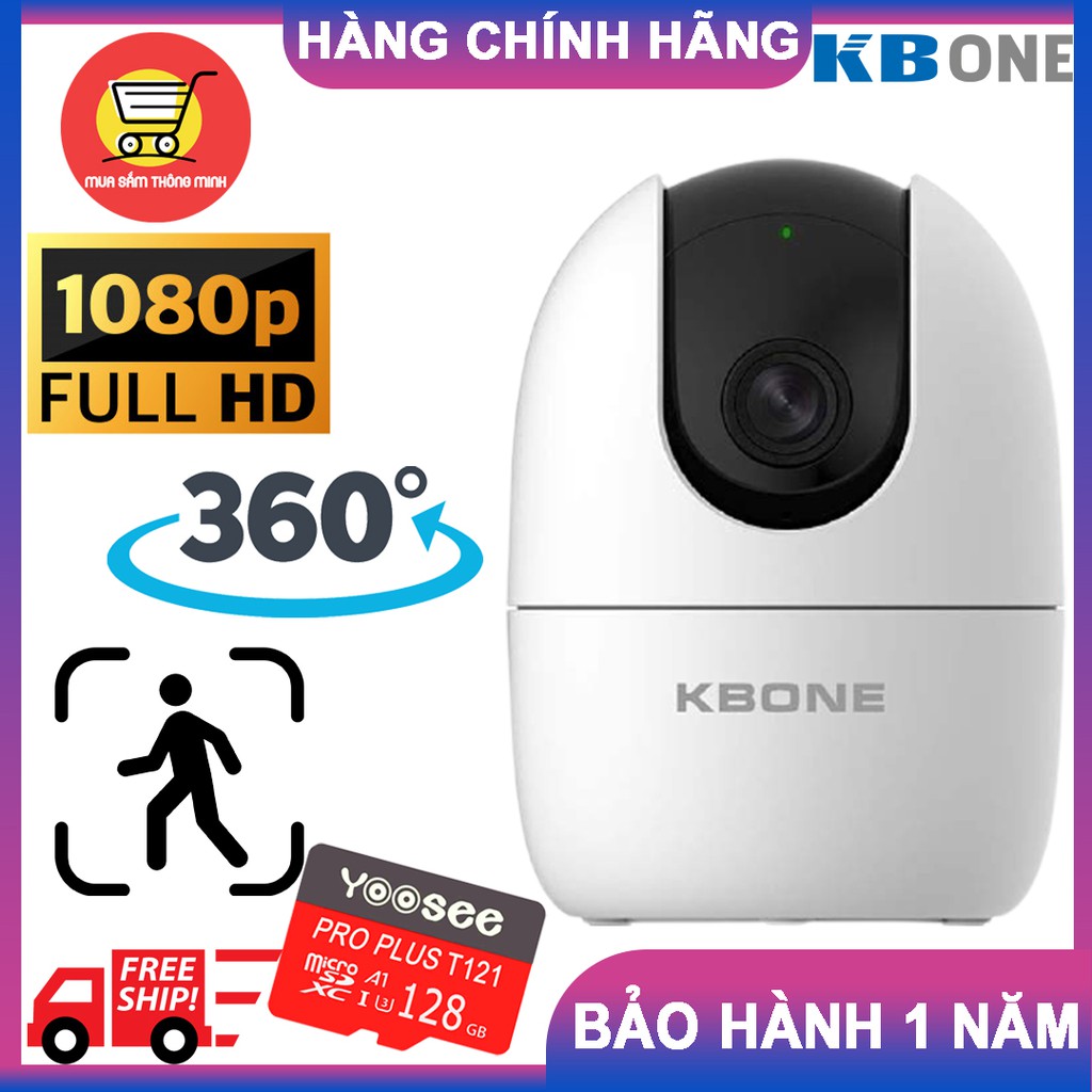 Camera Wifi KBONE KN-H21PA Xoay 360 độ, Full HD 1080p, phát hiện chuyển động, đàm thoại 2 chiều – HÀNG CHÍNH HÃNG