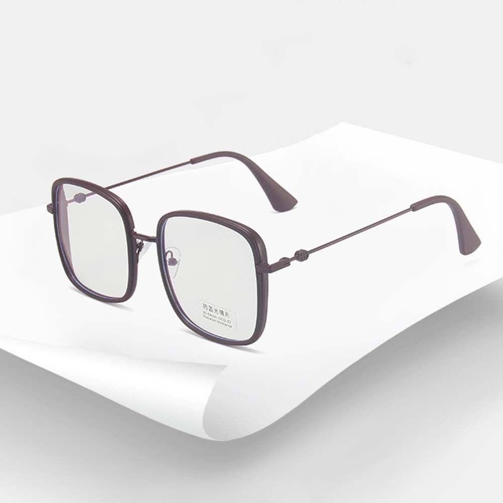 Mắt Kính Gọng Vuông Lớn Màu Trơn Phong Cách Vintage Dành Cho Nam Nữ