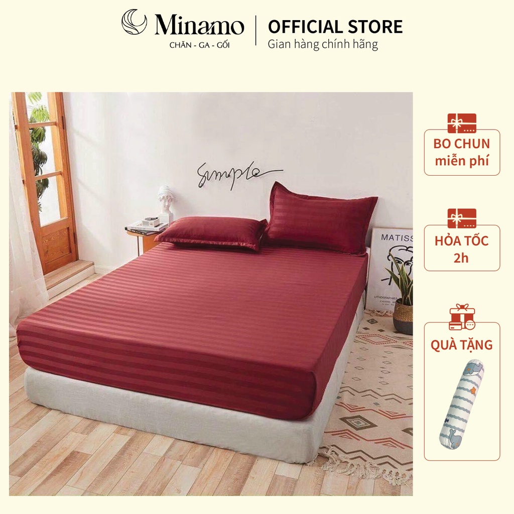 Bộ Ga Gối Cotton 3F Minamo Cao Cấp A08, Nhiều Màu Sắc, Chất Cotton Đũi Mềm Mại- Bảo Hành Chính Hãng Minamo