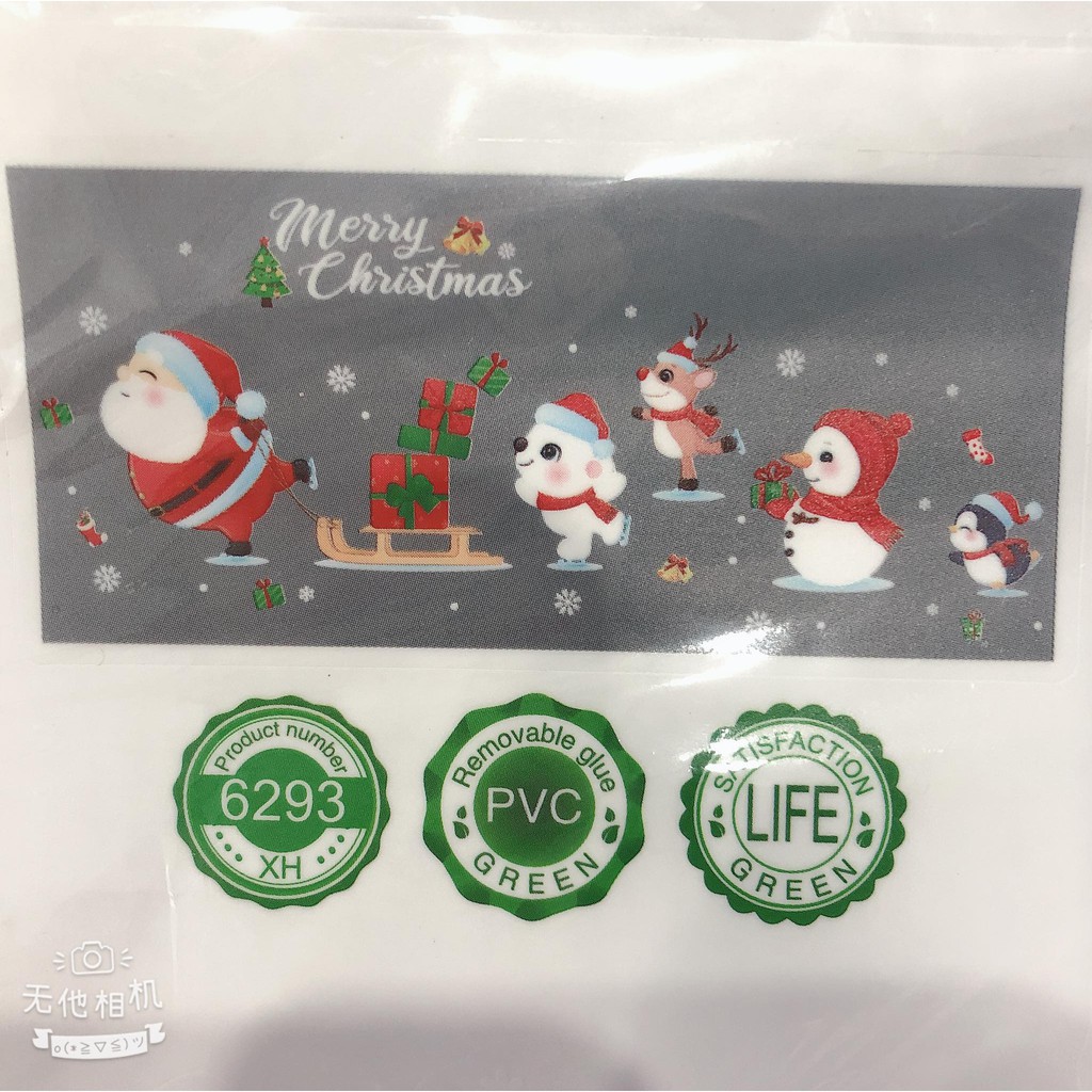 Tranh decan dán kính noel trang trí giáng sinh năm mới ông già tuyết tuần lộc người tuyết vui nhộn-giadungsieure