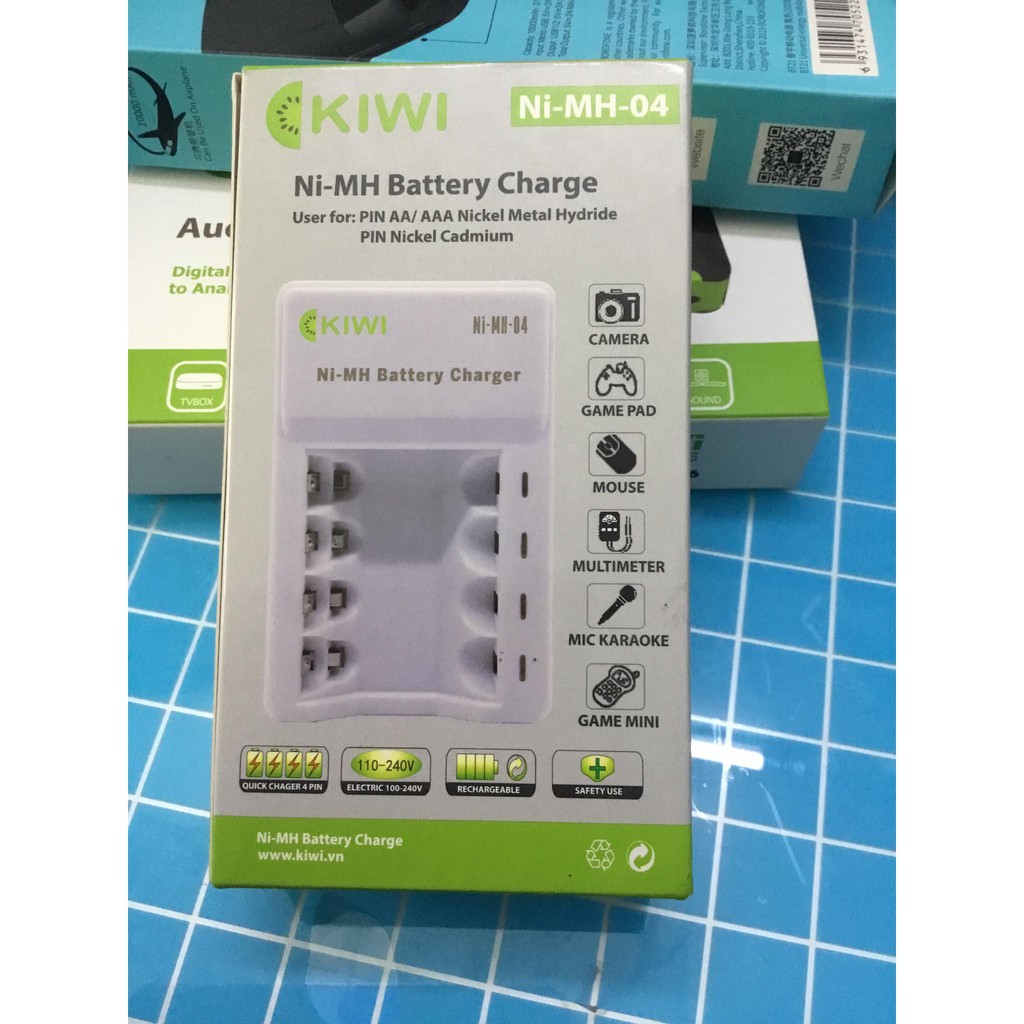 BỘ SẠC PIN AA KIWI NI-MH-04 HÀNG CHÍNH HÃNG- BỘ SẠC 4 PIN