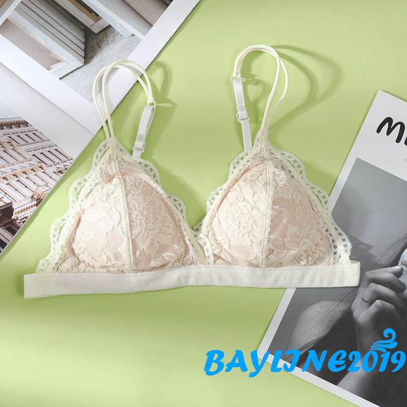 BAY-Áo ngực tam giác viền ren màu trơn có đệm ngực tháo được size S/ M/ L