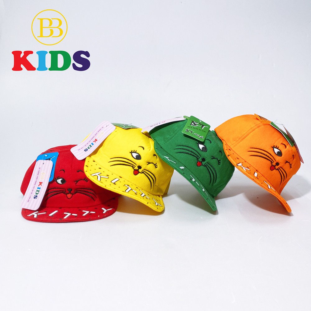 Mũ Phớt ( Lưỡi Trai ) Hàn Quốc Mèo Xinh 4 Màu Đỏ,Xanh,Vàng,Cam Cho Bé - Thời Trang Trẻ Em BB Kids