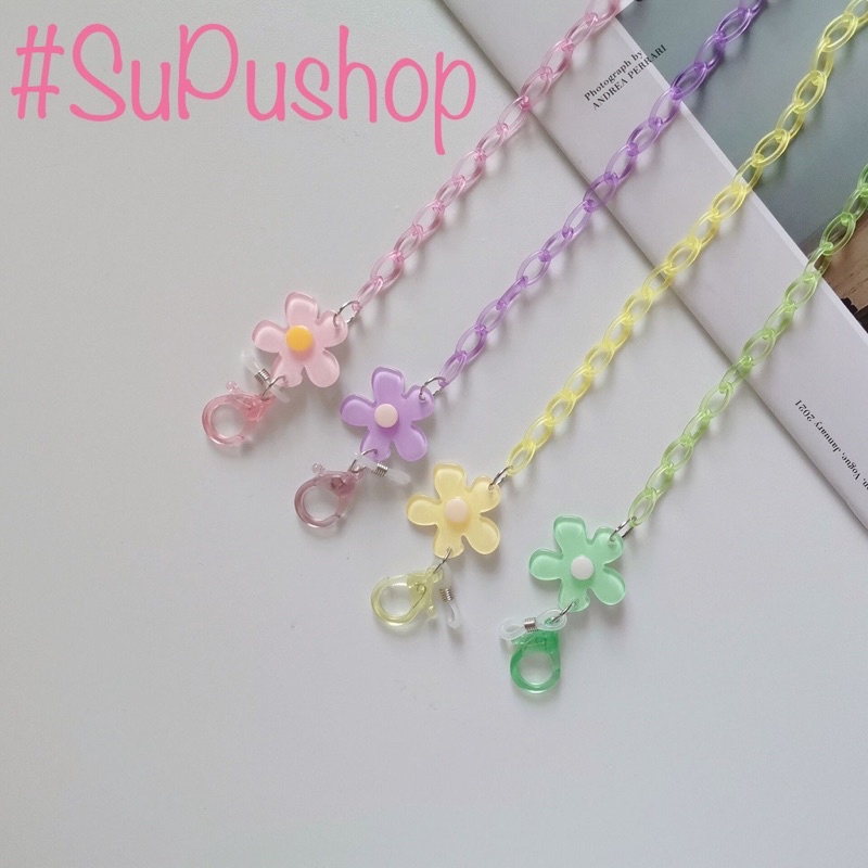 🌼🌸DÂY ĐEO KHẨU TRANG HOẶC MẮT KÍNH CHẤT NHỰA TRONG TAG HOA MÀU KẸO SIU CUTE🌼🌸