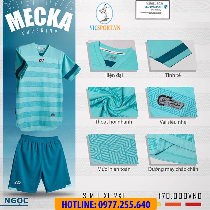 Áo Đá Banh Không LOGO CP MECKA  chất lượng thoáng mát Cao Cấp - Vicsport