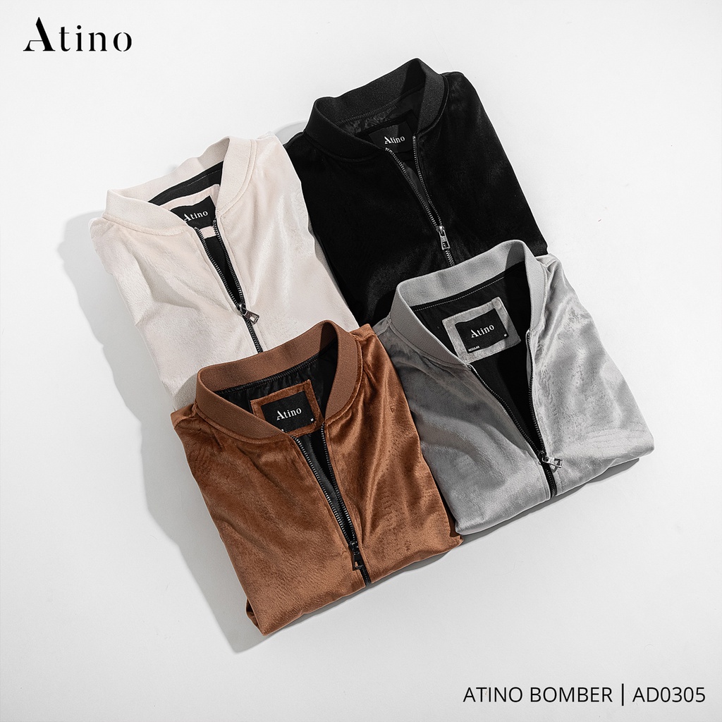 Áo Khoác Bomber Nam ATINO Nhung Trơn Hàn Quốc Dáng Trẻ Trung Cao Cấp Chuẩn Form AD0305