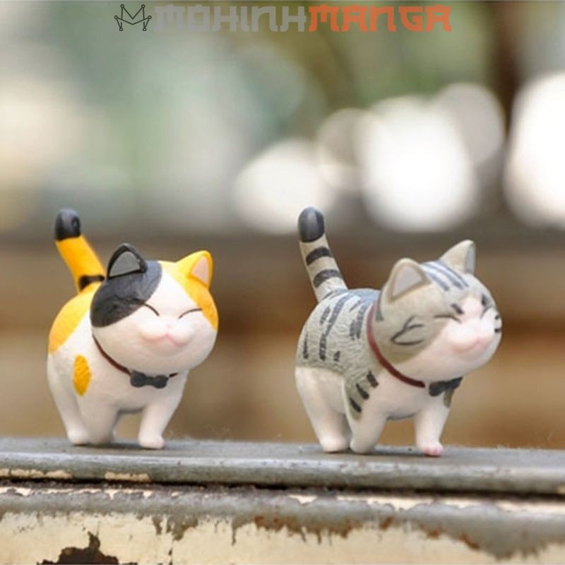 Trọn bộ 9 mô hình mèo dễ thương trang trí tiểu cảnh, treo móc khoá, làm quà tặng để bàn làm việc, bánh kem, terrarium
