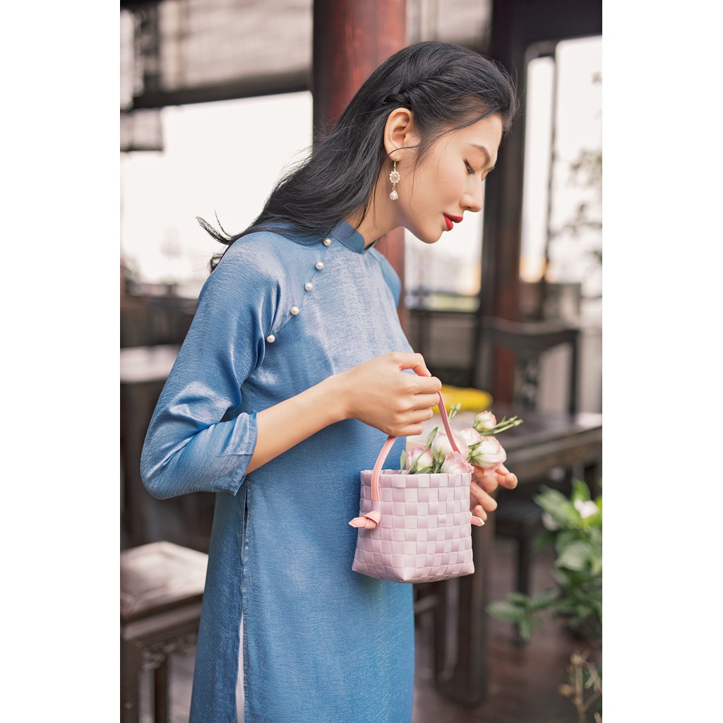 Sumire Store Áo dài Dáng xưa Yên Phương Xanh đá
