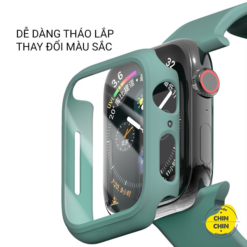 Ốp Bảo Vệ Apple Watch Bằng Nhựa Kèm Kính Cường Lực Cho Series 6/5/4/3/2/1/SE Size 38/40/42/44mmm - Chinchin Case