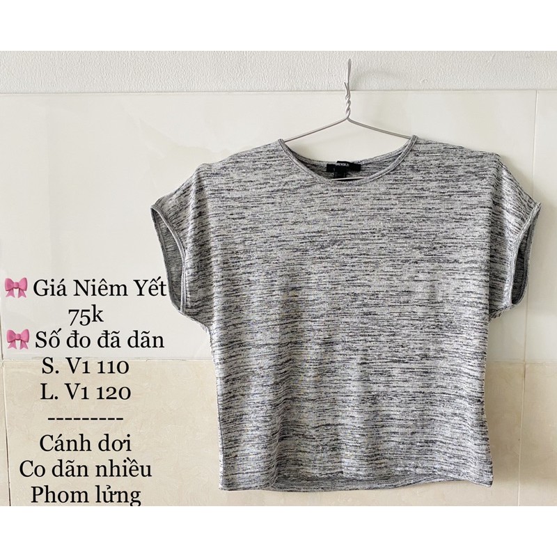 (40-80kg)Áo thun dệt kim nữ f21 vnxk mát nhẹ cánh dơi phom lửng lỡ xám tiêu (hình thật+clip)