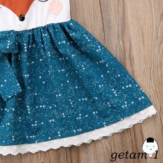 Đầm bé gái in hình mặt cáo