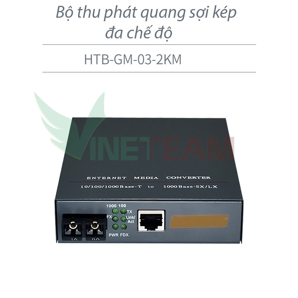 Thiết Bị Chuyển Đổi Quang Điện 2 Sợi Media Converter 2FO 1Q 1LAN 1Gbps Netlink HTB-GM-03-2KM -DC4249