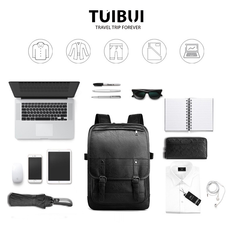 Balo đi học cao cấp thời trang nam nữ unisex Túi Bụi  chất liệu da Pu, ngăn để laptop máy tính 15,6 inch - TB02