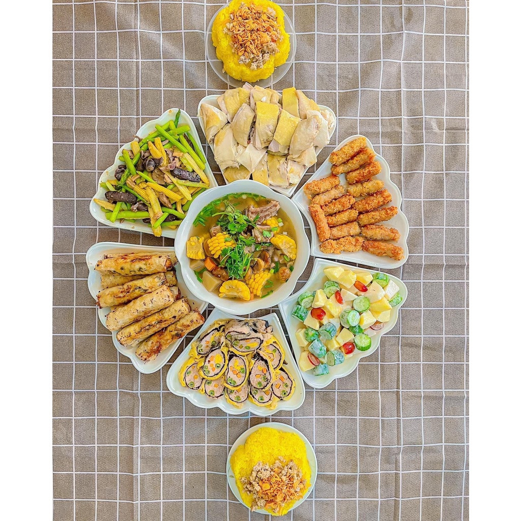 Bộ chén dĩa Hoa Mặt Trời - Set bát đĩa đẹp cúng gia tiên, Sứ Minh Châu - OHOHO HOME