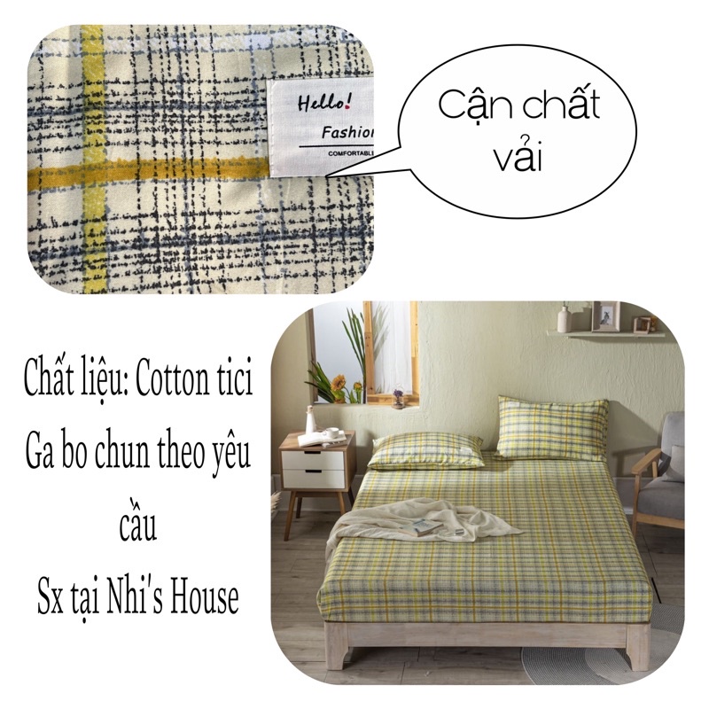 Set ga gối cotton tici kẻ nhập khẩu vải dày đẹp không xù lông | BigBuy360 - bigbuy360.vn