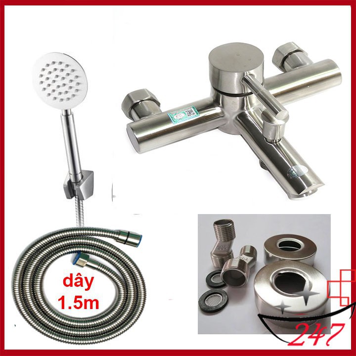 Bộ sen tắm nóng lạnh ♥️ Free ship ♥️  Bộ vòi sen nóng lạnh Inox 304 cao cấp đầy đủ phụ kiện- Bảo hành 12 tháng