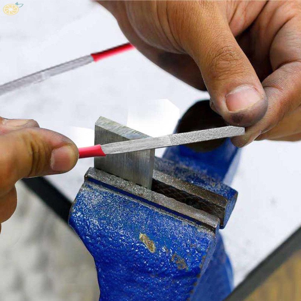 1 sET Alloy 10pcs/Set 140*3mm 120 mesh Mini Electroplated Needle Metal Carving Craft Hand Tool Useful Diamond File Rasp